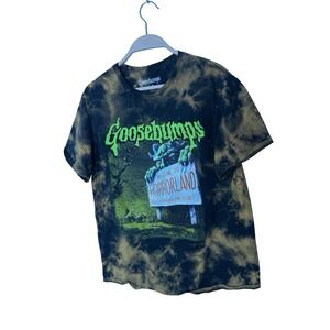 Goosebumps Horrorland Bleach Dye T-Shirt Graphic Tee Large Horror Halloween